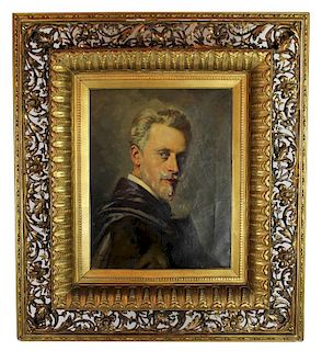 Michel-Eugene Emile Bogaers Oil on canvas self portrait