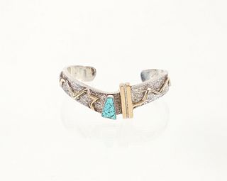 Nusie Henry Silver 14K Turquoise Cuff