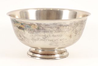 Gorham Sterling Silver Paul Revere Footed Award Bowl 