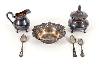 Group of 6 Sterling Silver Holloware and Spoons 