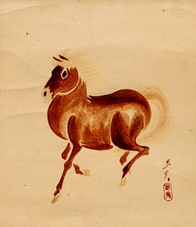 Shibata Zeshin Lacquer Painting of a Horse c.1840