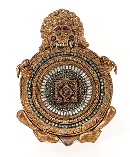 Tibetan Deity Mandala Art filigree and semi-precious stones