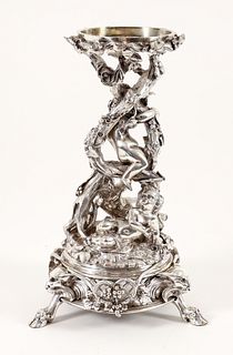 Christofle Silver Plated Bronze Figural Centerpiece 