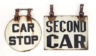 2 Early 20th Century Enamel Pittsburgh Streetcar Signs
