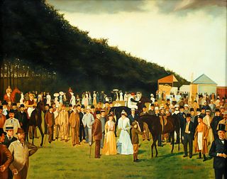 N. Henry Bingham oil Day at The Races