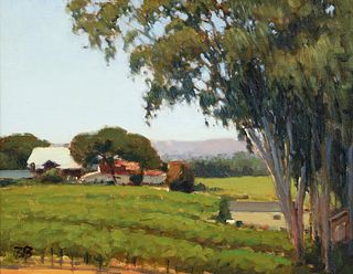 Brian Blood 2005 oil Morning at White Ferry Vineyard