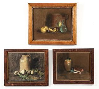 3 Mary Eleanor Lingo Pastel Still Life Paintings 1911