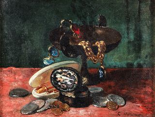 Charles Monginot Still Life with Coins and Jewels