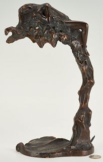 After Emil Thomasson Bronze Art Nouveau Figural Nude Lamp
