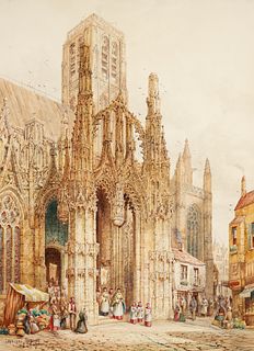 Heinrich Hermann Schafer 19th c. Louviers Cathedral, Normandy