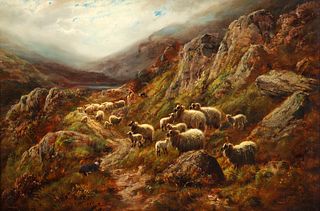 Robert Watson Highlands Landscape with Sheep
