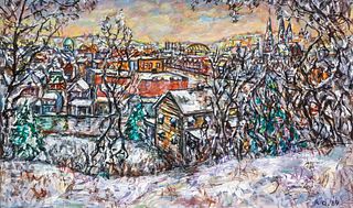 Bob Qualters 1989 mixed media Winter View from Oakland