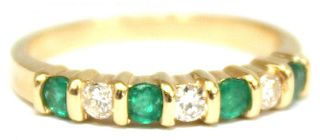 14K Gold, Emerald, & Diamond Ring
