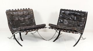 Pr Mies Van Der Rohe Barcelona Chairs in Black Leather