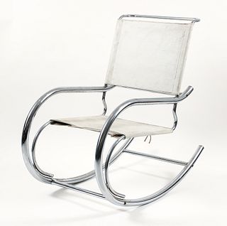 Mies Van Der Rohe Style Bauhaus Chrome Rocking Chair