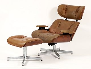 MCM Eames Style Lounge Chair and Ottoman by Selig 