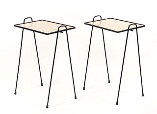 Pair of MCM Wrought Iron Stackable Side Tables 