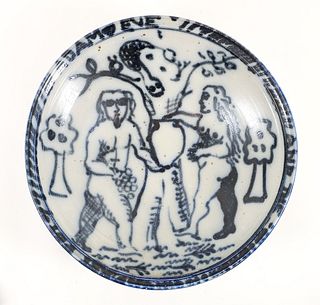Ken Ferguson ceramic charger Adam and Eve