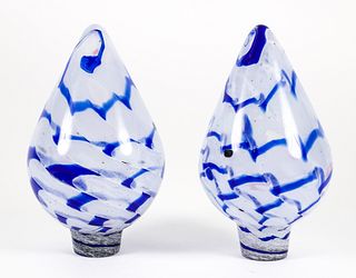 Pr Kathleen Mulcahy Spinners Art Glass Sconces