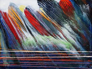 Virgil Cantini 1975 enamel on metal Rainbow Landscape