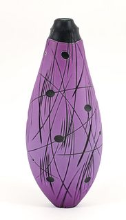 Ethan Stern Art Glass Blown and Carved Vessel 2006