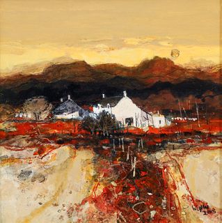 Gordon Wyllie mixed media painting Argyll Evening