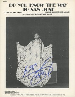 Dionne Warwick signed sheet music. 