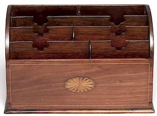 19th C. Walnut & Marquetry-Inlaid Letter Rack