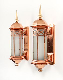 Pair Craftsman inspired copper Wall Lanterns