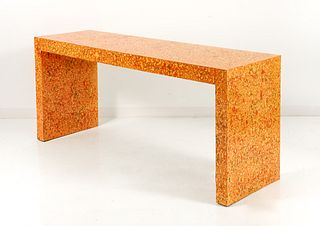 Vintage Sofa Table with Psychedelic Orange Finish
