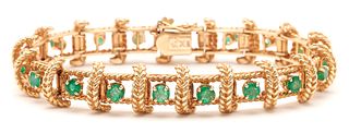 14K Gold & Emerald Designer Bracelet