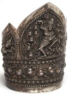 Cambodian Silver Apsara Cuff Bracelet