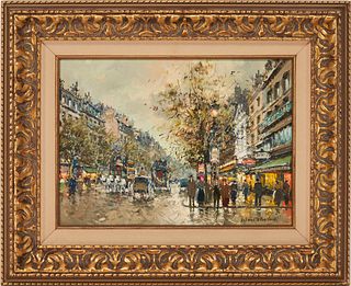 Antoine Blanchard O/C Paris Street Scene, Grands Boulevard