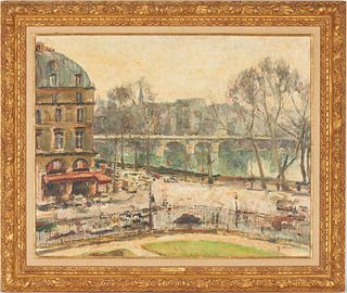 Large Arthur Fillon O/C Paris Cityscape, Quai Du Louvre