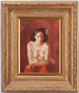 Loran Wilford, Oil on Board Painting of Nude Woman
