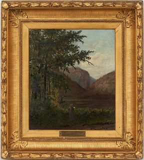 Exhibited Philip Hahs Landscape Painting, On the Delaware, 1875