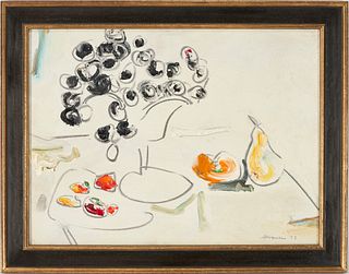 Sterling Strauser O/B Still Life with Fruit Painting