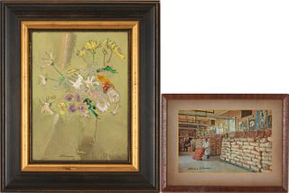 Sterling Strauser O/B '68 Floral Still Life Painting plus Signed Photograph