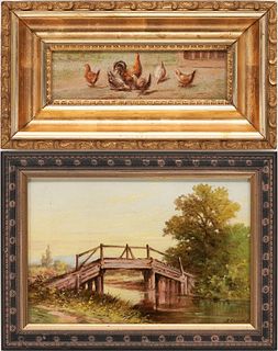 2 Thomas Campbell O/B Landscapes, Bridge and Chickens