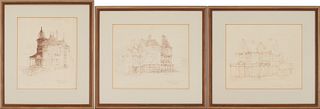 3 Carl Sublett Architectural Watercolors of Historic Knoxville Houses