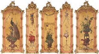 Set of Five Belle Epoque Wall Panels from Annesdale Mansion, Tennessee, Snowden Family