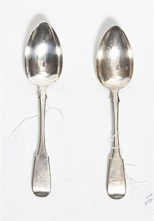 * A Pair of Silver Tablespoons, Length 8 5/8 inches.