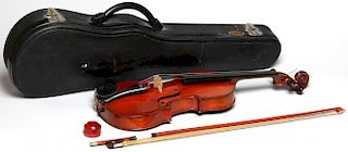 20th C. Violin & Bow in Case