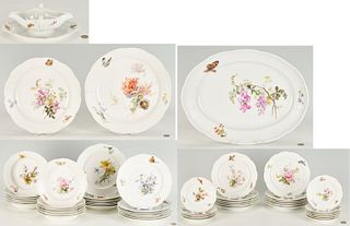 52 Pcs. Meissen Floral Porcelain Dinnerware, Service for 12