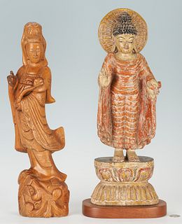 2 Carved Asian Figures