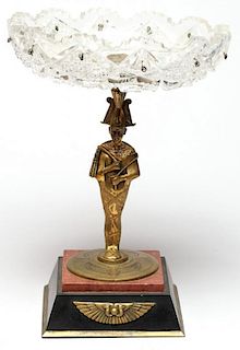 1920s Gilt Bronze & Cut Glass "Osiris" Compote