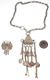 3 Ethnographic Silver & Metal Jewelry Articles