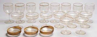 Group of Vintage Etched & Gilt Crystal Glasses