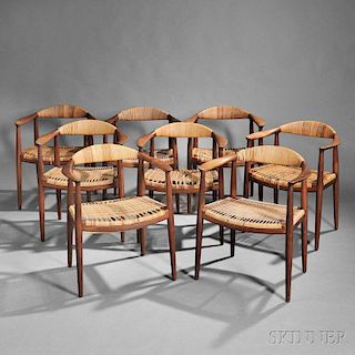 Eight Hans Wegner (1914-2007) Round Armchairs