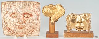 3 Small Olen Bryant Gilt Ceramic Sculpture Items